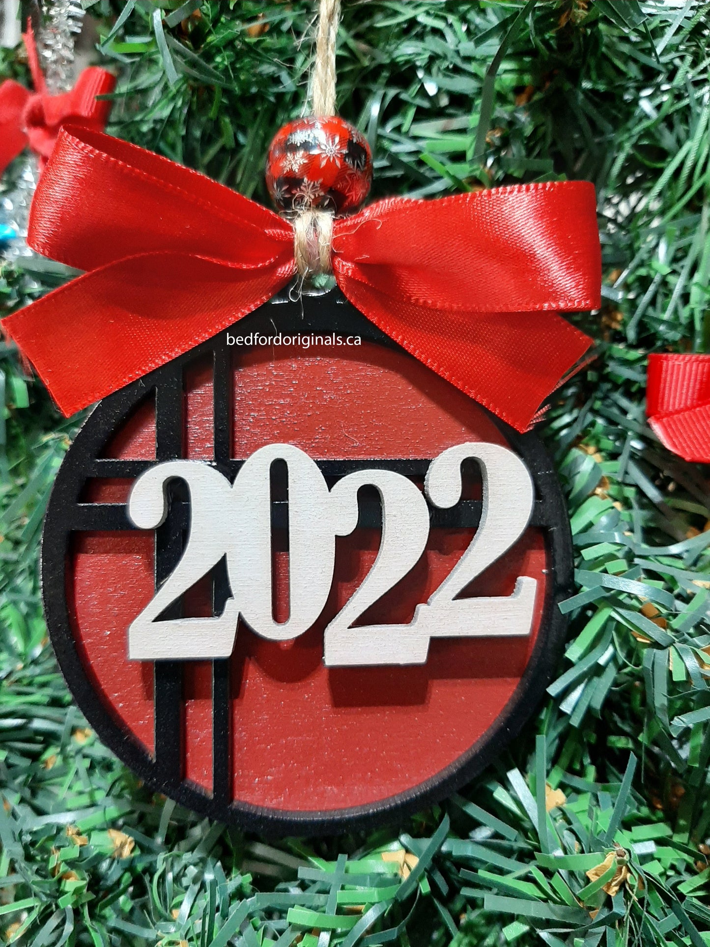 Plaid Christmas Words Ornament - CLEARANCE