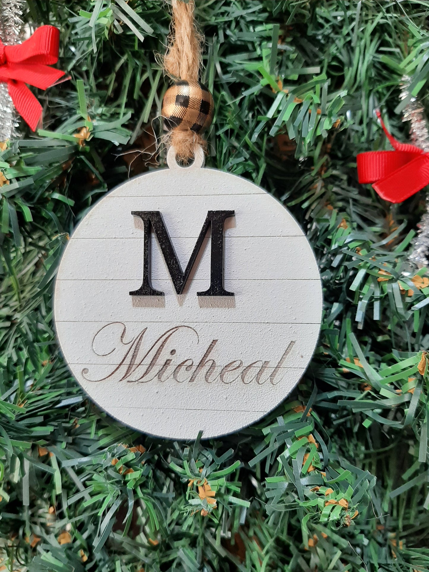 Shiplap Name Ornament