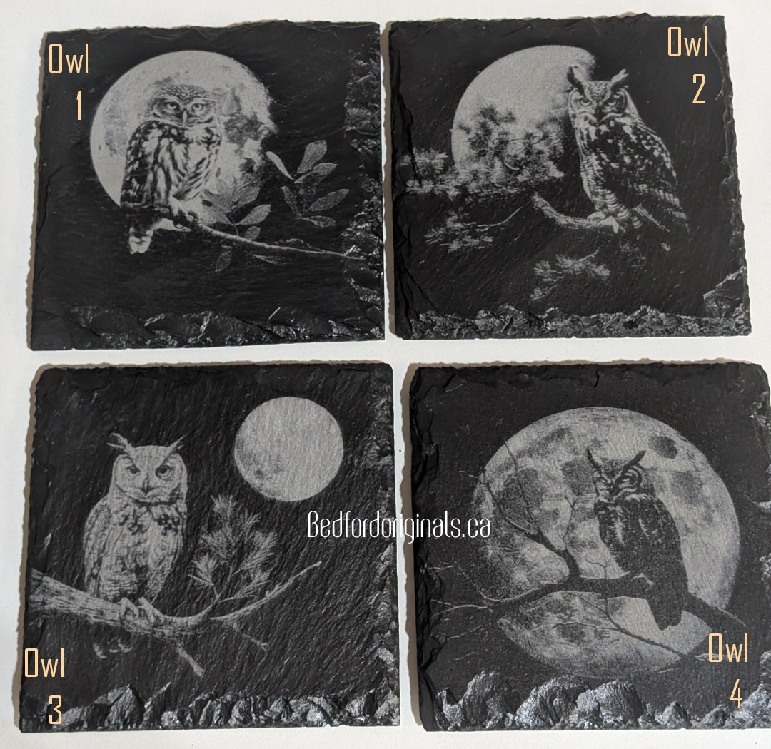 Engraved Slate Coasters - Animals