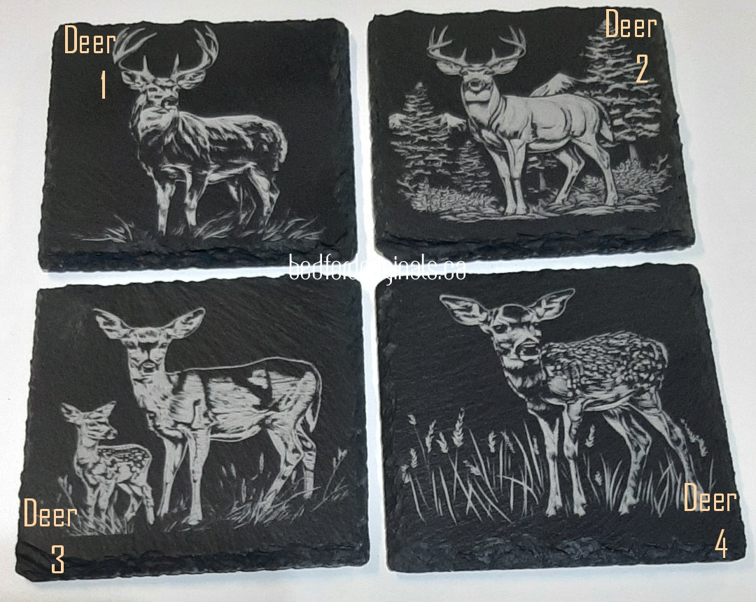Engraved Slate Coasters - Animals