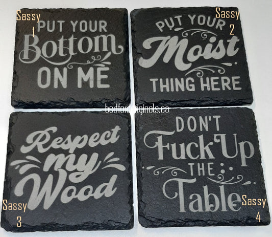 Engraved Slate Coasters - Sayings
