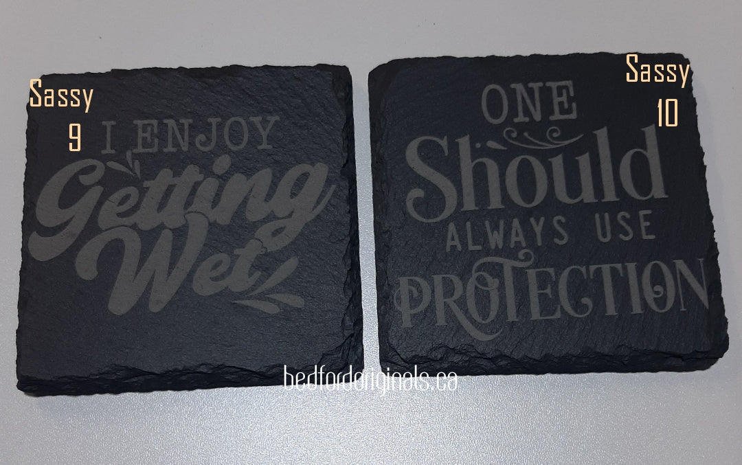 Engraved Slate Coasters - Sayings