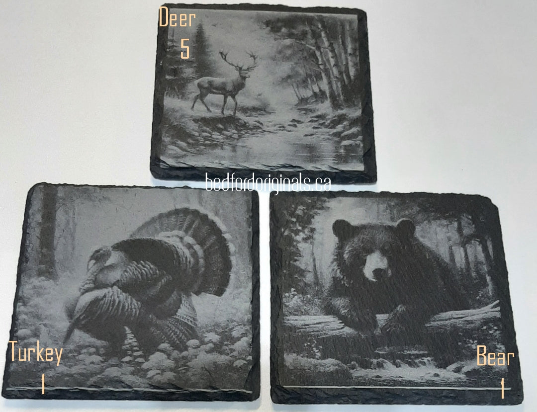 Engraved Slate Coasters - Animals