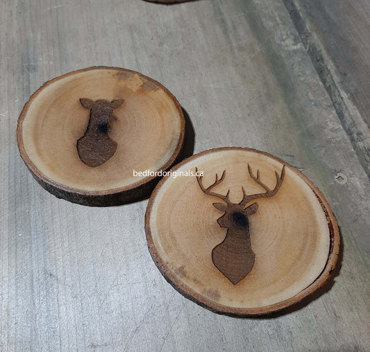 Engraved Birch Coasters - Deer