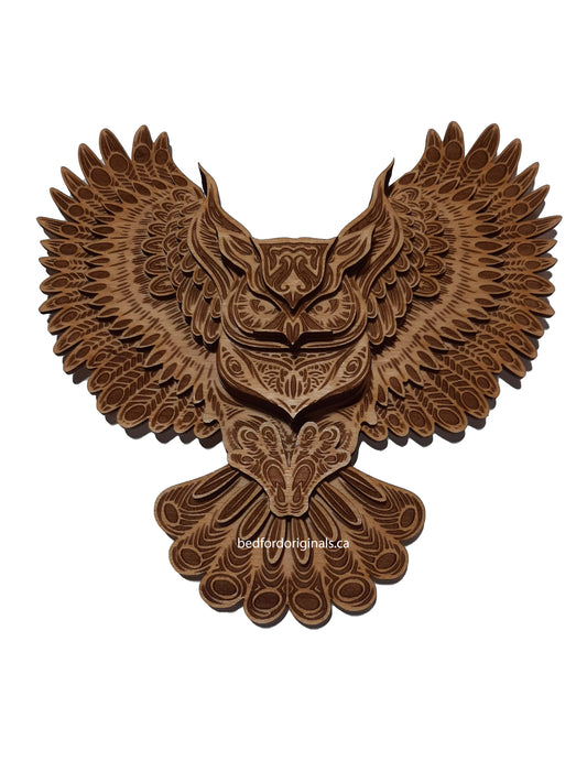 3D Wall Art - Engraved Owl - CLEARANCE - DAMAGED