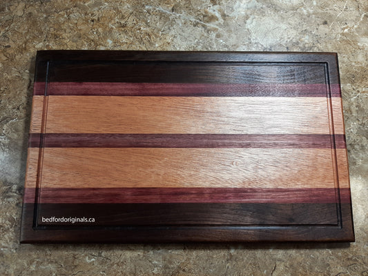 Exotic Cutting Board - Walnut, Purple Heart, and Mahogany