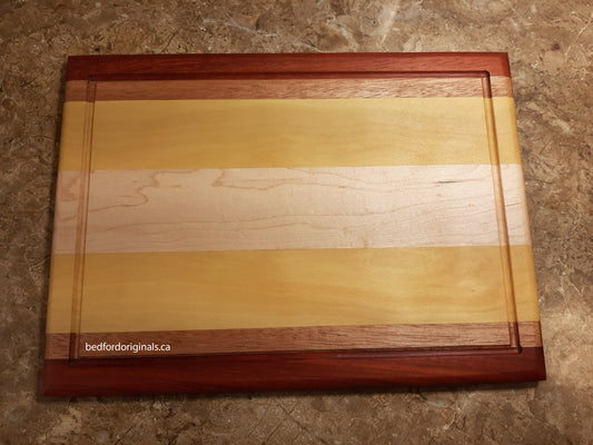 Exotic Cutting Board - Maple, Yellow Heart, Mahogany, and Padauk - CLEARANCE