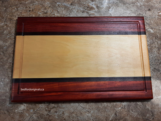 Exotic Cutting Board - Walnut, Yellow Heart, and Padauk - CLEARANCE