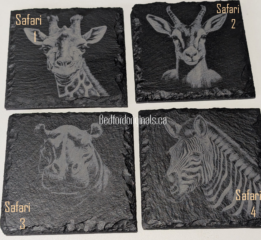 Engraved Slate Coasters - Animals