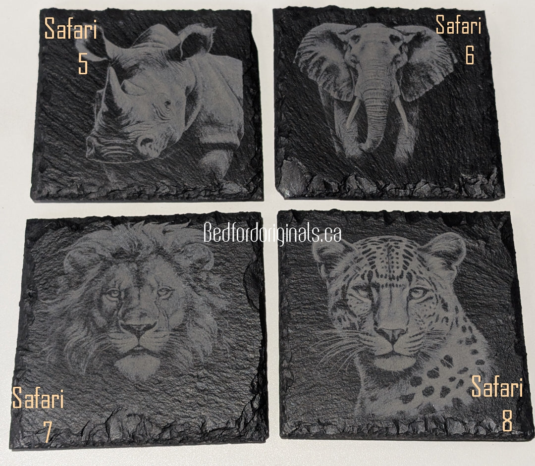 Engraved Slate Coasters - Animals