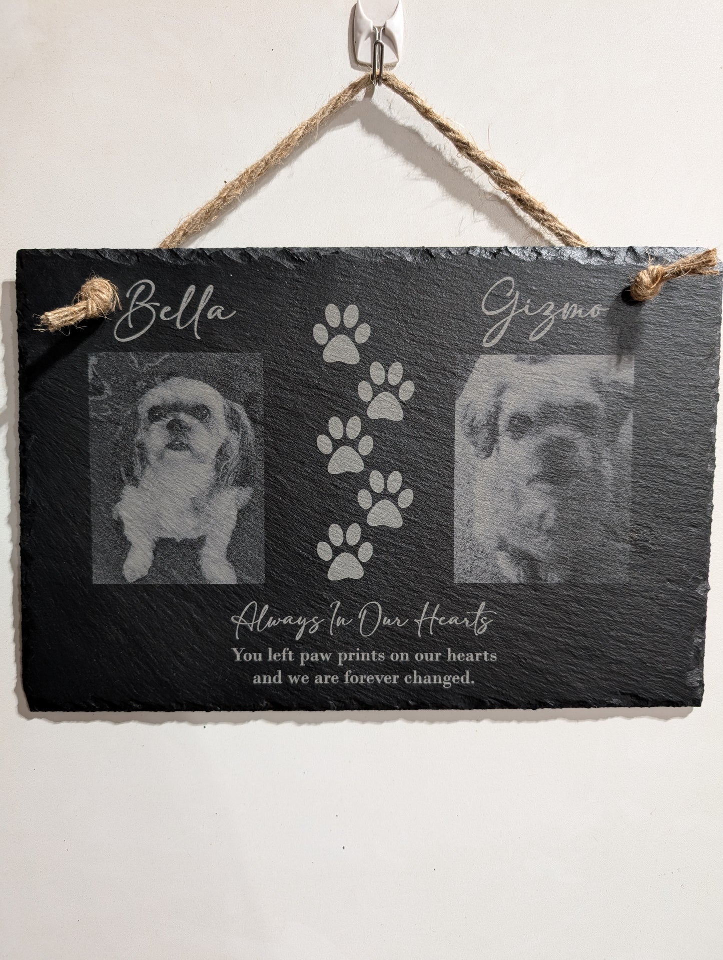Pet Memorial Engraved Slate Wall Hanging